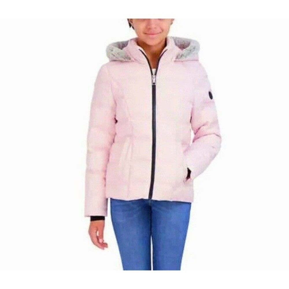 SAGE Collective Youth Girls Faux Fur Hooded Puffer Jacket Coat Pink Variety